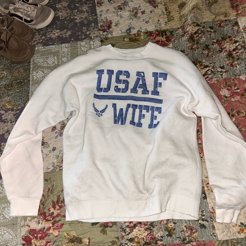 White USAF Wife Sweater